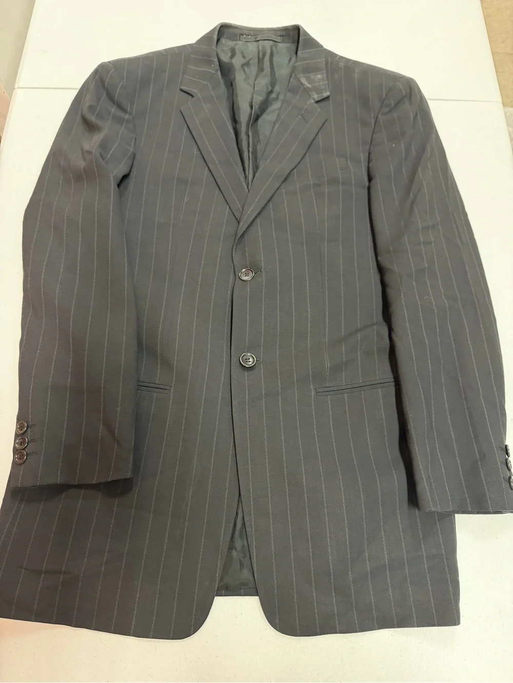 Armani Collezioni 46R Wool Pinstripe Blazer Gray Made Italy Mens Suit Jacket